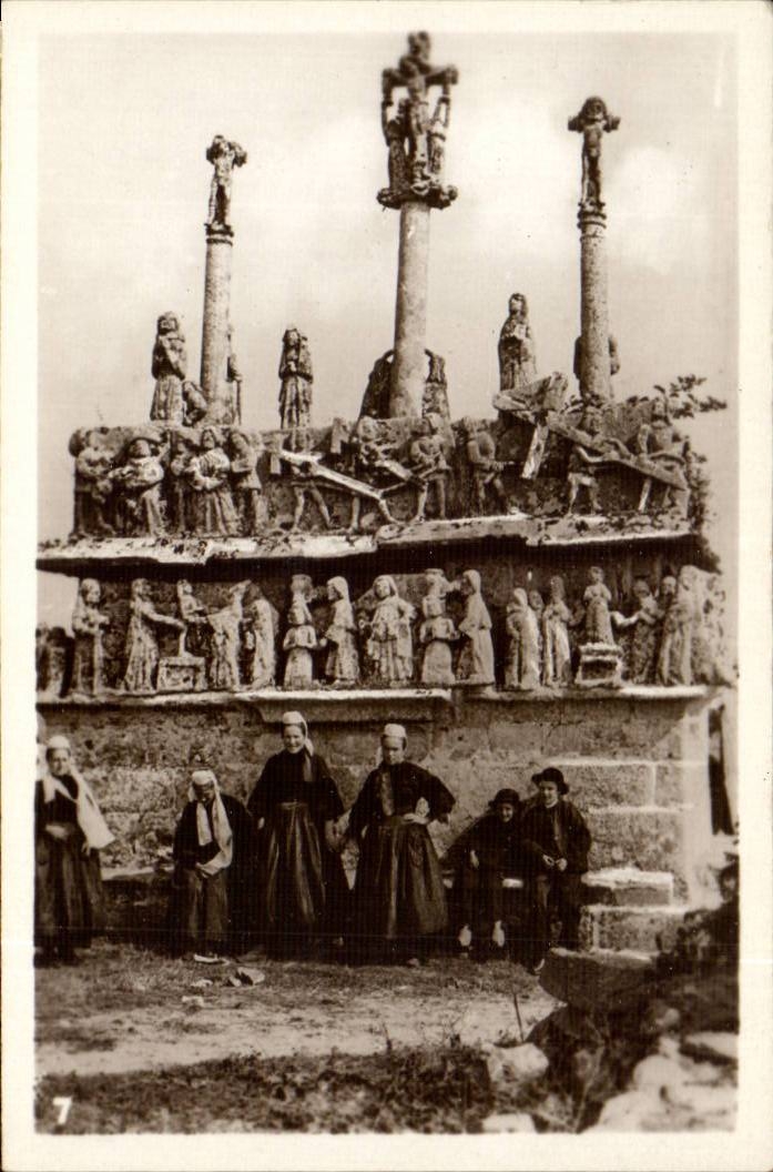 Reales Foto Martyrium von Tronven Str Jean Trolimon (Kappe foklore Kostum)