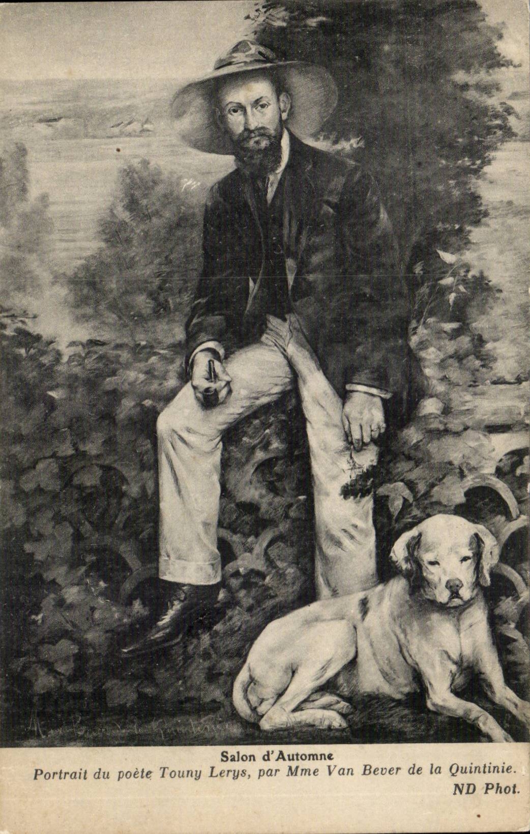 CPA Salon d'automne Portrait du poete Tonny Lerys par mme Van Bever de la Quintinie Chien Dog