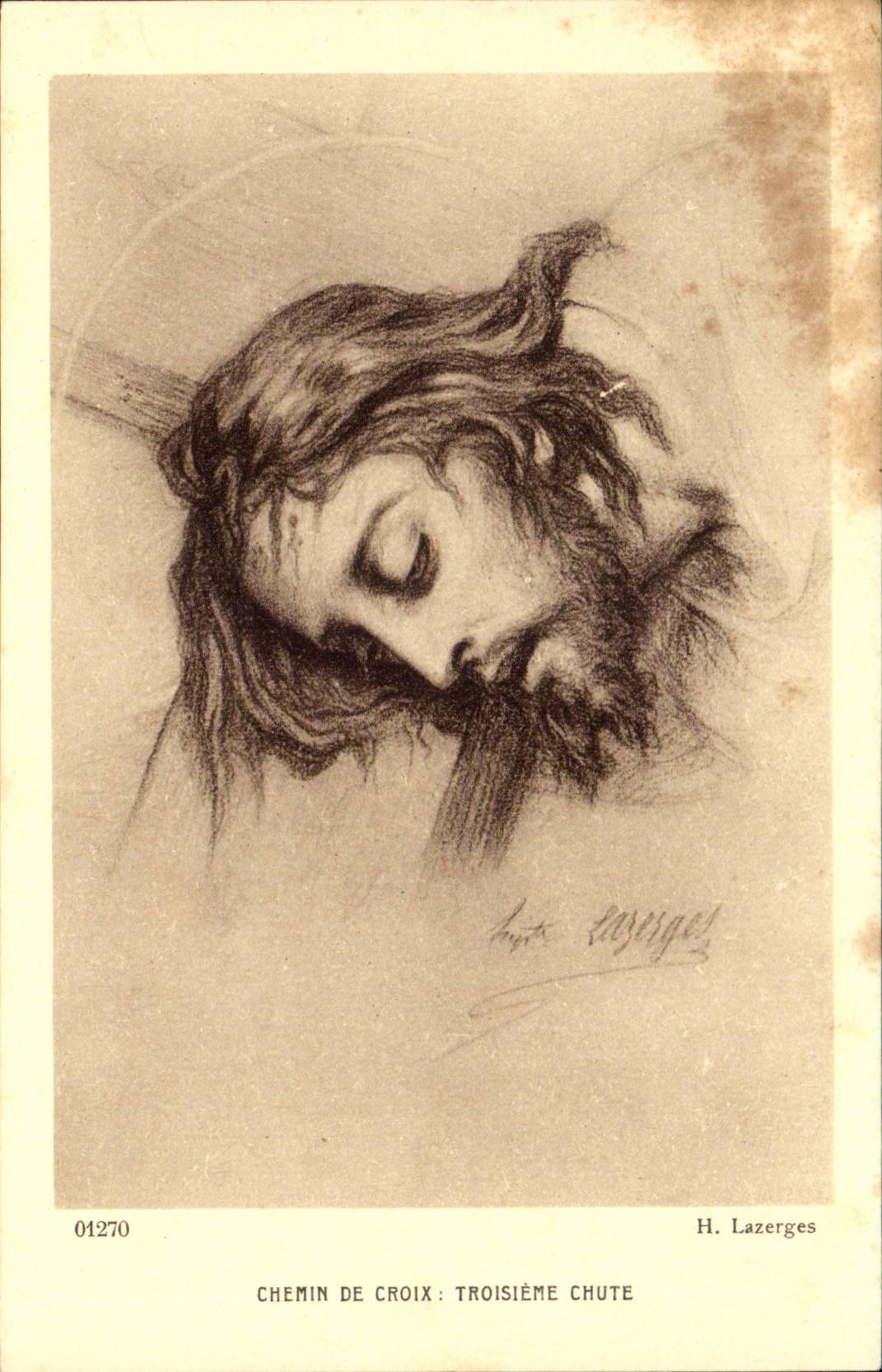 CPA Chemin de Croix Christ Troisieme Chute