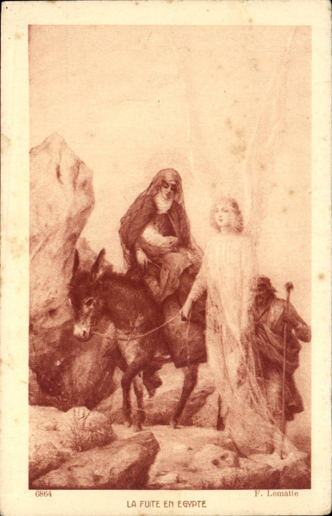 CPA Lematte the escape in Egypt Egypt Ass Donkey Mule