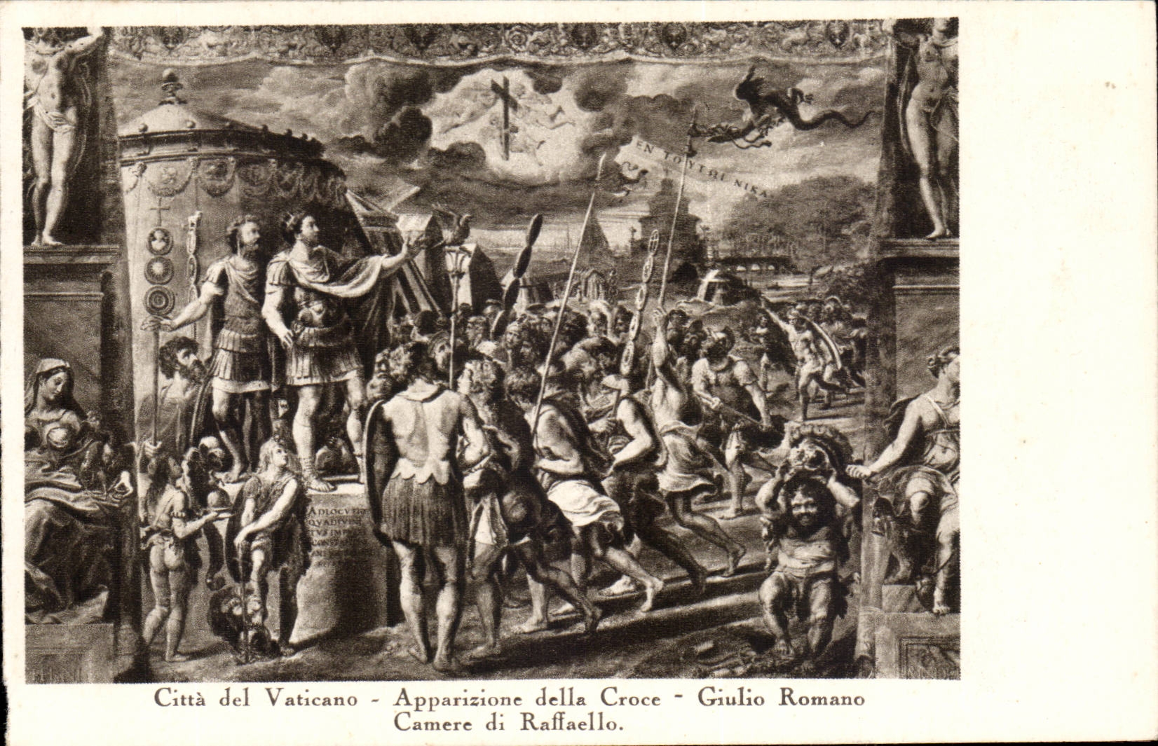 CPA Citta del Vaticano Apparizione della CRoce Giulio Romano Camere di Raffaello