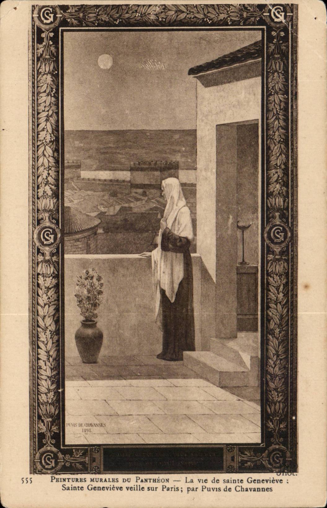 CPA peintures murales du Pantheon La vie de Sainte Genevieve Paris Puvis de Chavannes