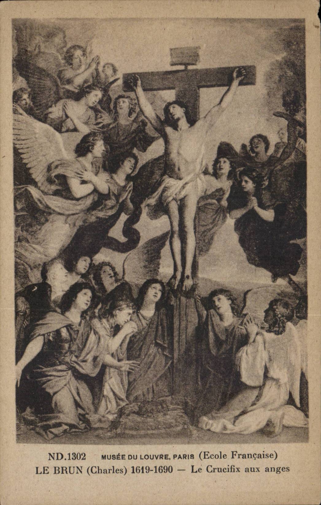 CPA Musee du louvre paris Le Brun Le crucifix aux anges