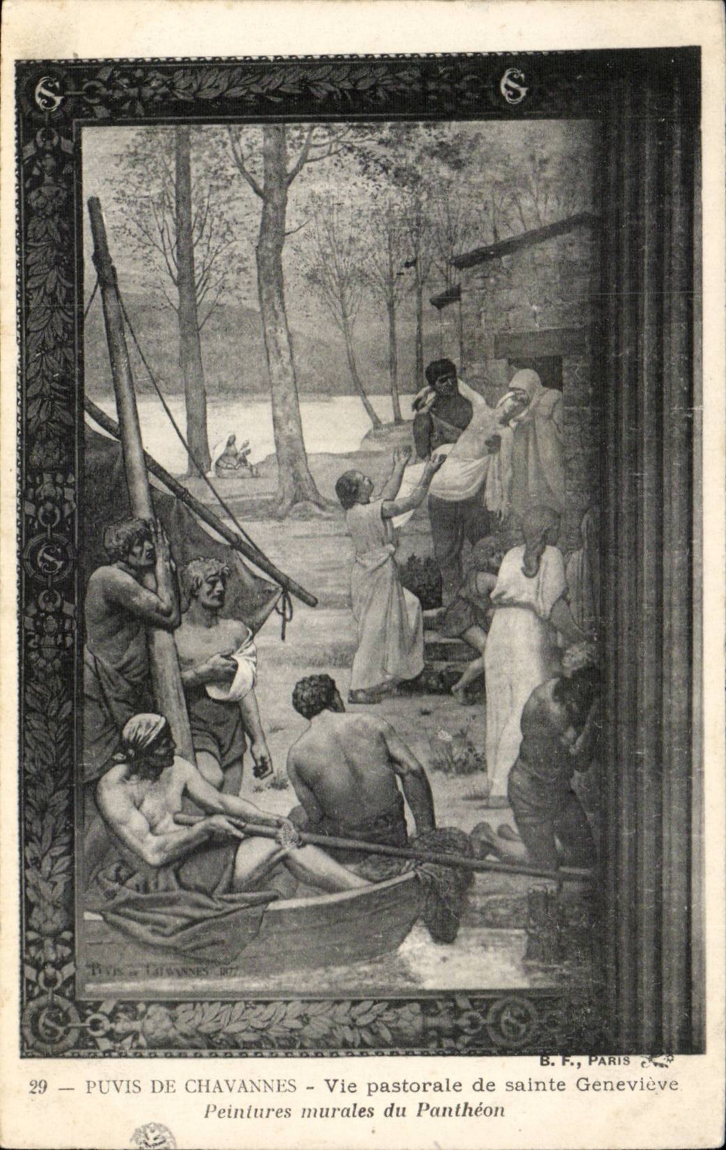 CPA Peinture Puvis de Chavannes Vie pastorale de Sainte Genevieve Peintures murales du Pantheon