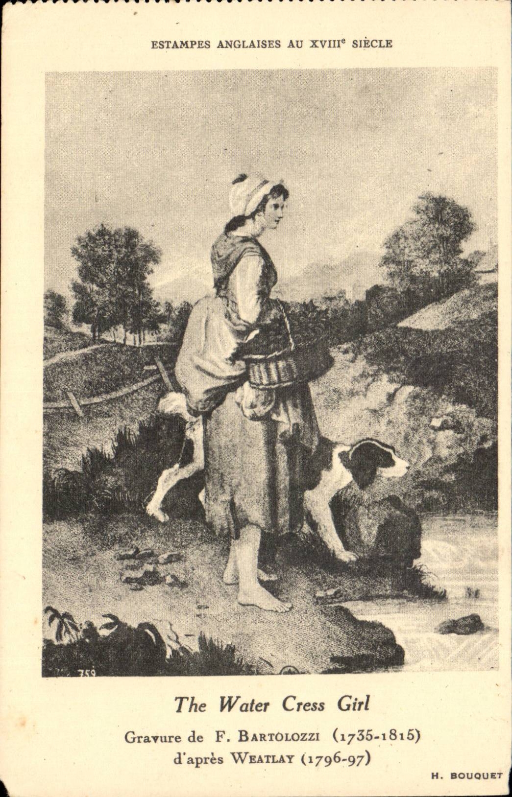 CPA Peinture Estampes anglaises du 18eme The water Cress girl Gravure Bartolozzi (1735 1815) d'apres Weatlay (1796 1797)