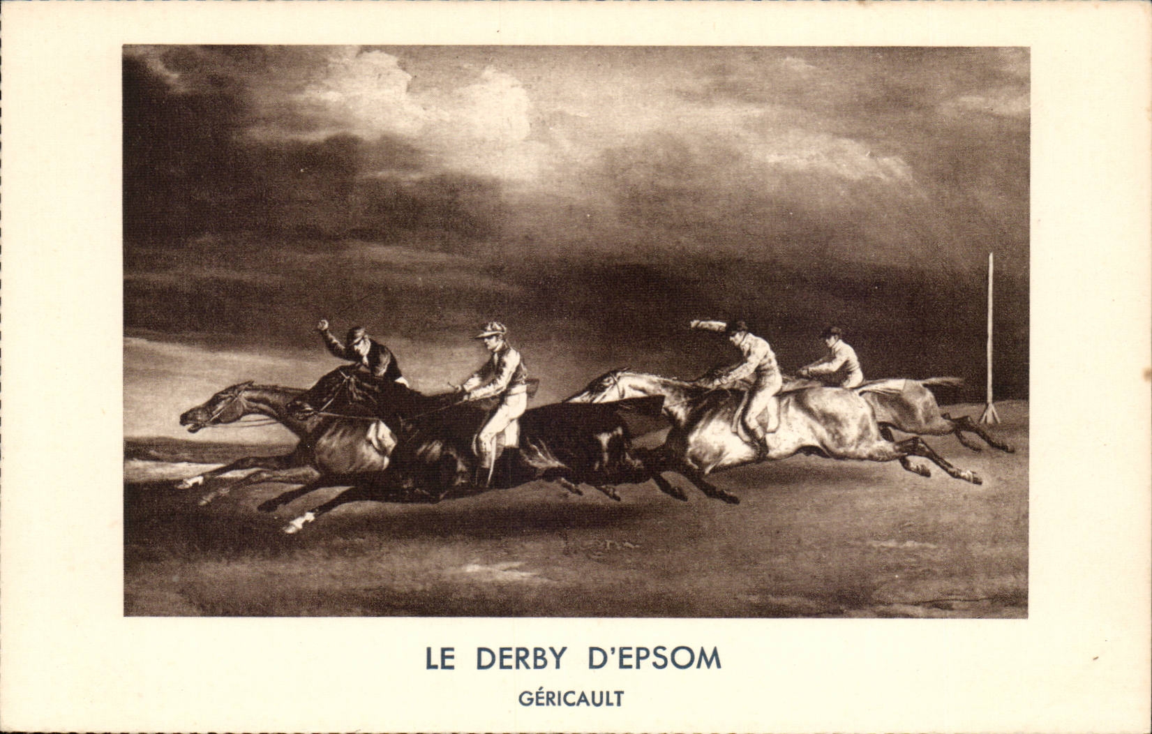 CPA Peinture Le Derby d'Epsom Gericault (course chevaux cheval)