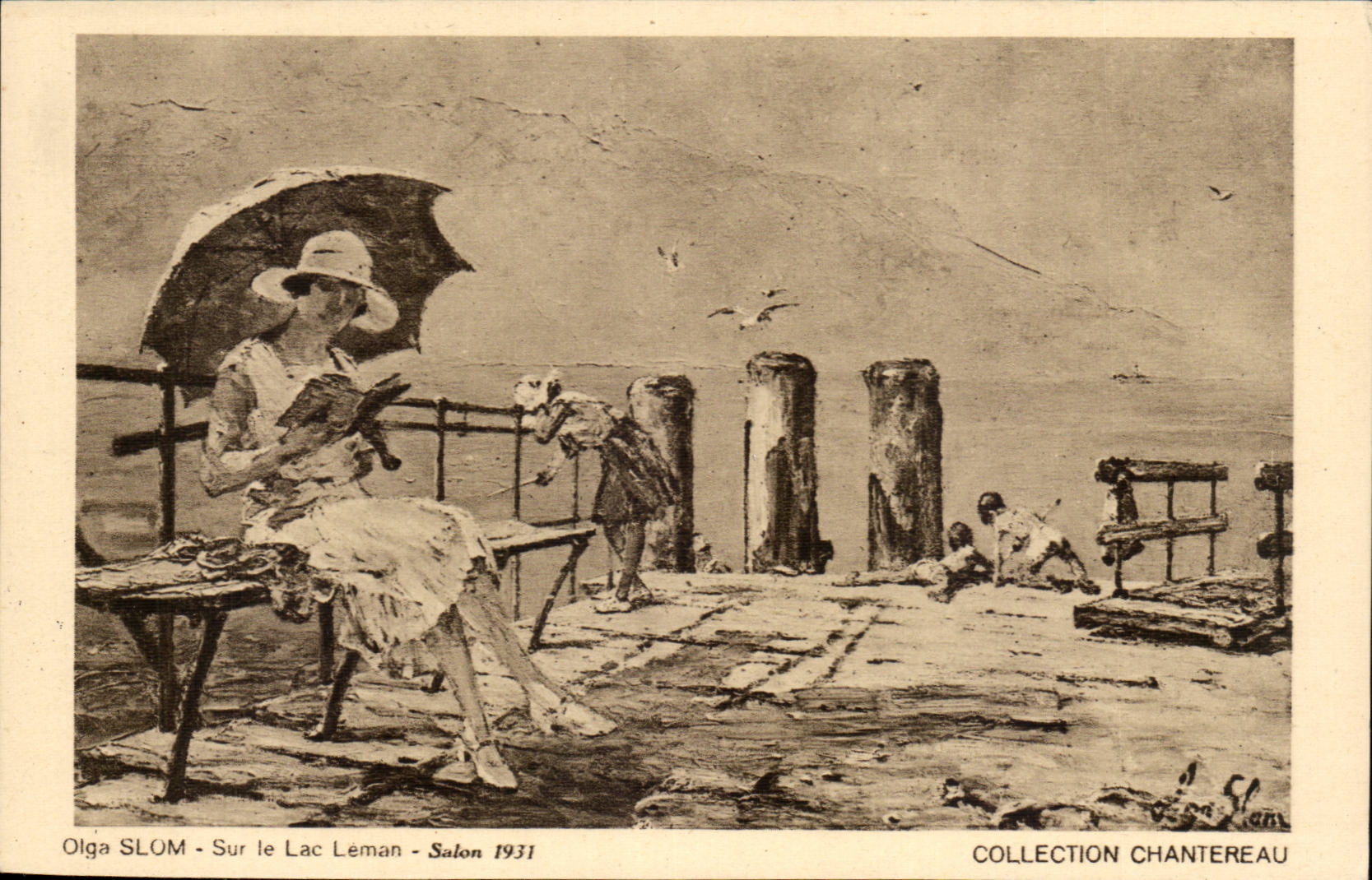 CPA Peinture Olga Slom Sur le lac Leman Salon 1931