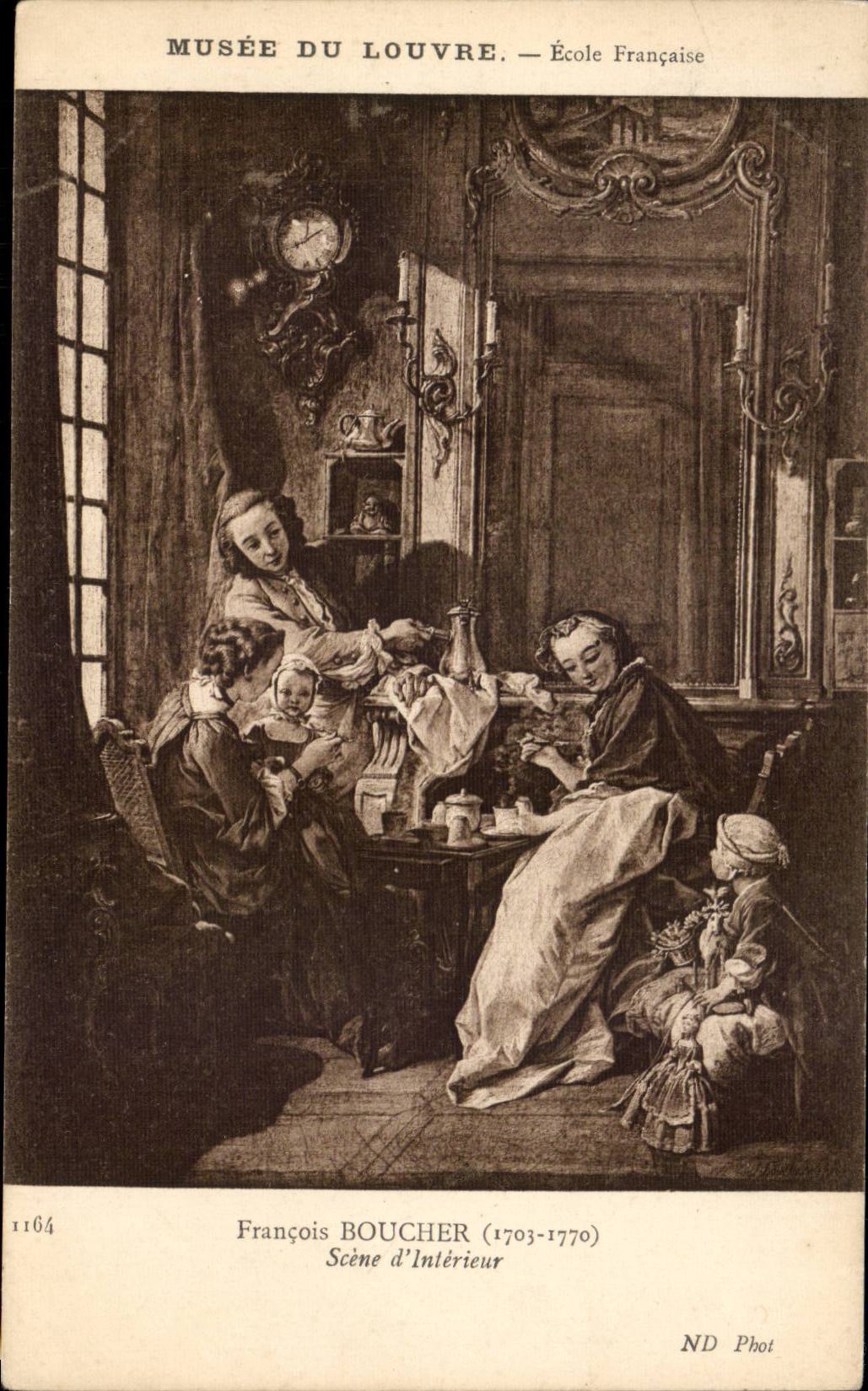 CPA Peinture Francois Boucher 1703 1770 scene d'interieur Musee du Louvre 