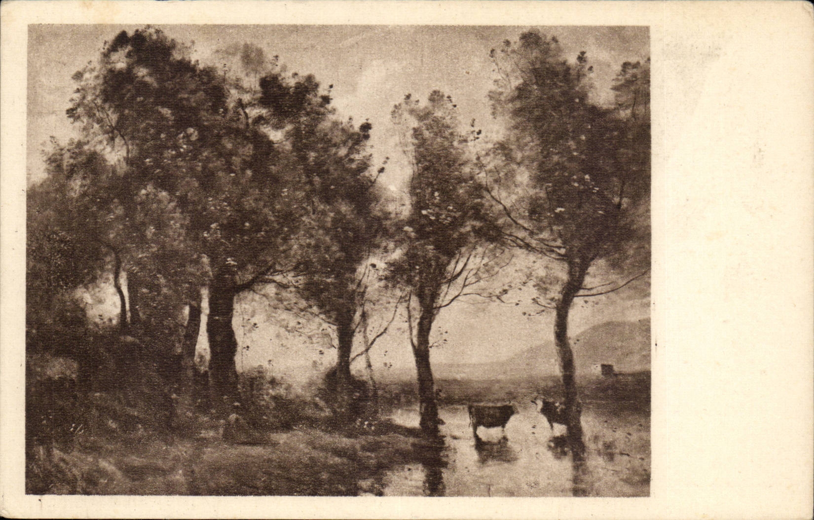 CPA Peinture Corot L'etang
