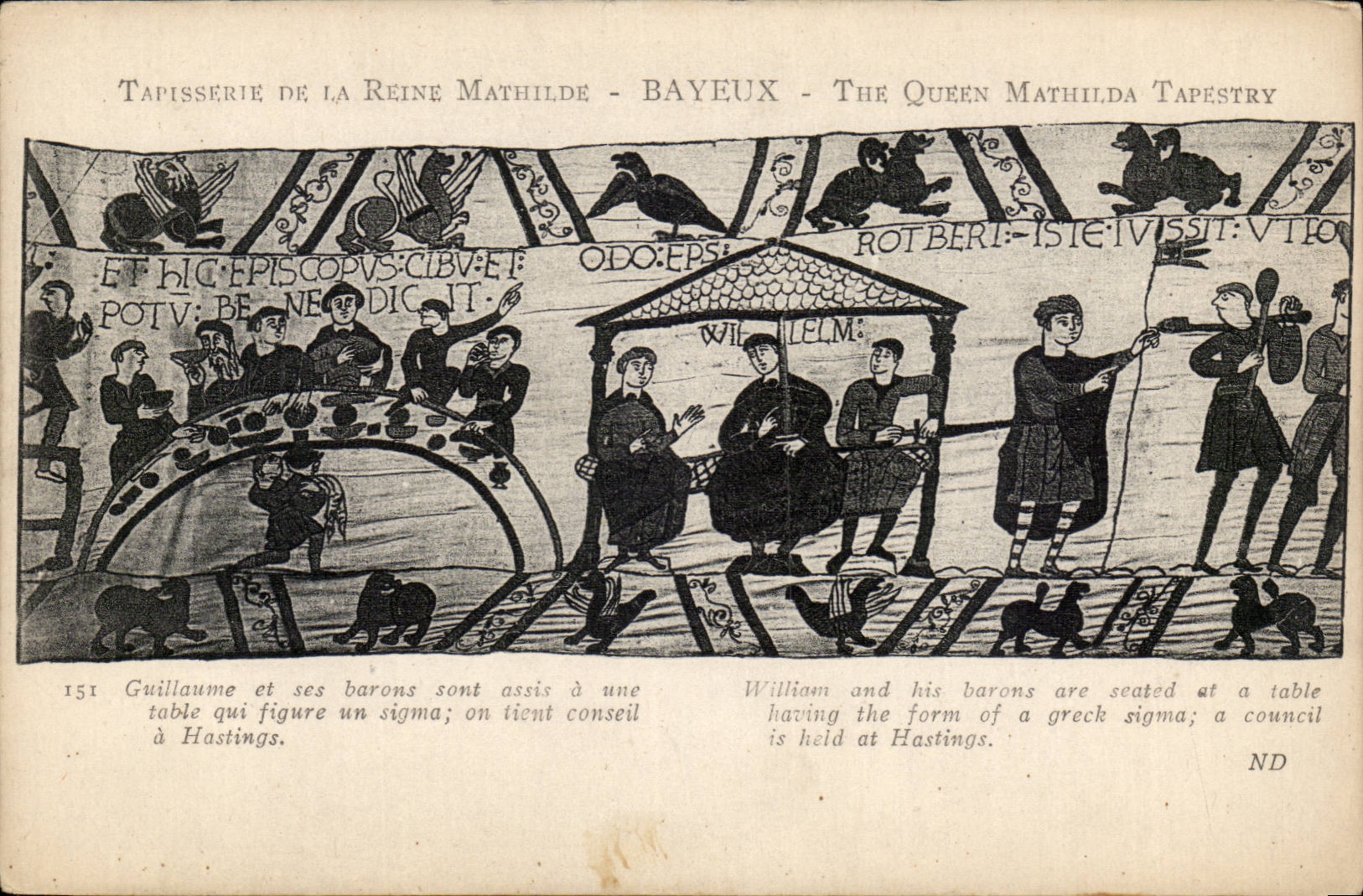 Bayeux - Tapisserie der Mathilde-Konigin - Guillaume und seine Barons - man halt den Rat hat Hastings - CPA