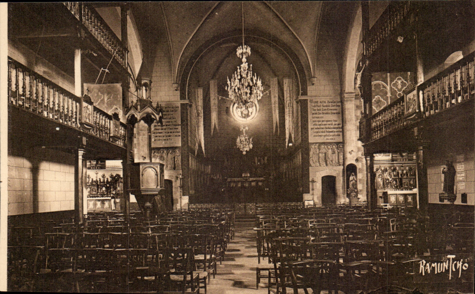 Interior CPA of the church of Hendaye Basque Country