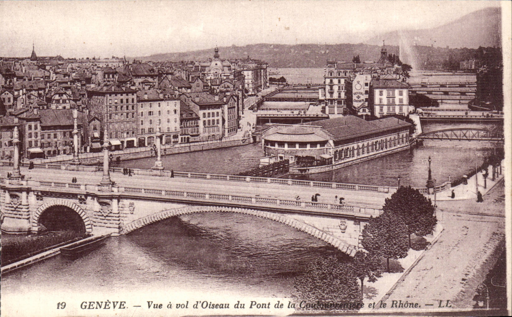 Switzerland Geneva CPA Seen as the crow flies of the bridge