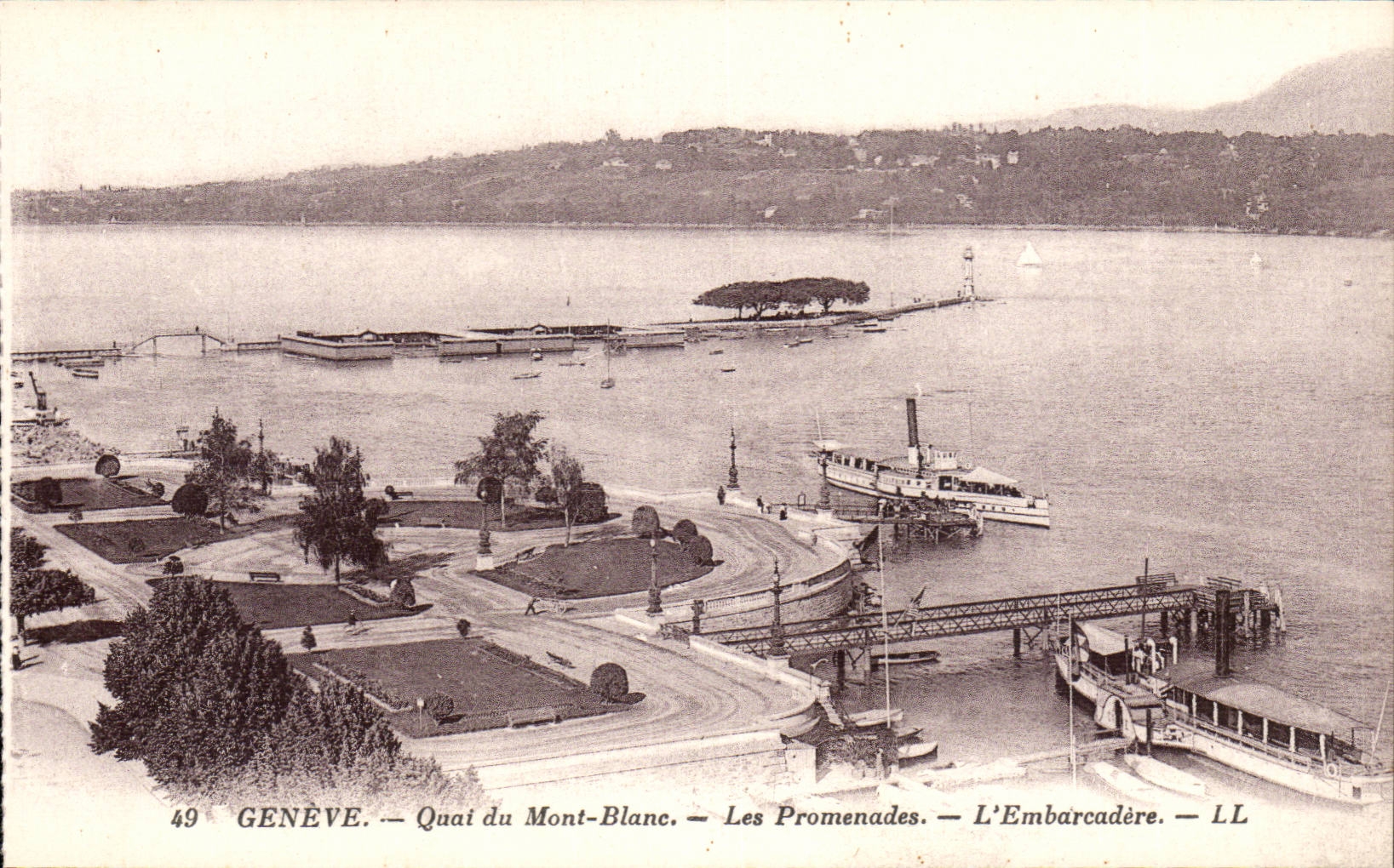 Switzerland Geneva CPA Quay of Mont Blanc walks the landing stage