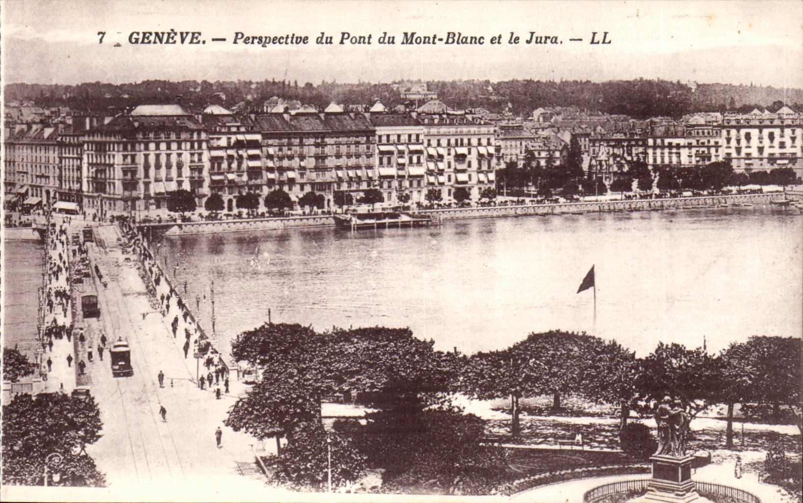 Switzerland Geneva CPA View of the bridge of the Mount Blanc and the Jura