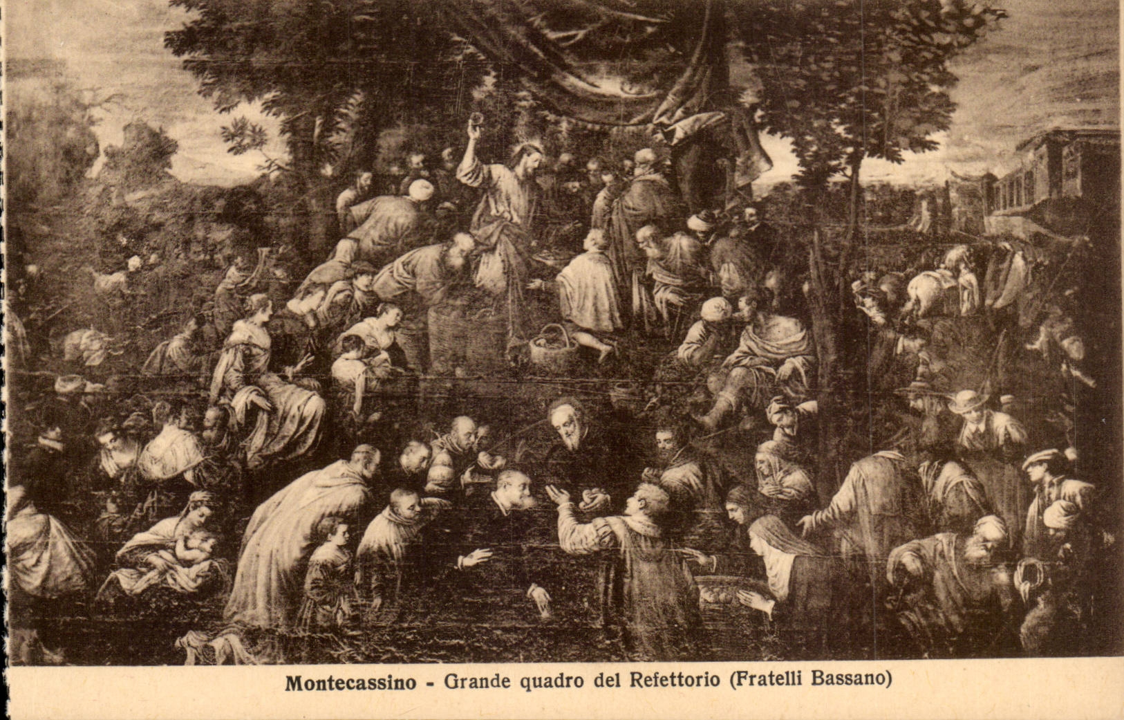 Italy Italia CPA Montecassino Large quadro del Refettorio (Fratelli Bassano)