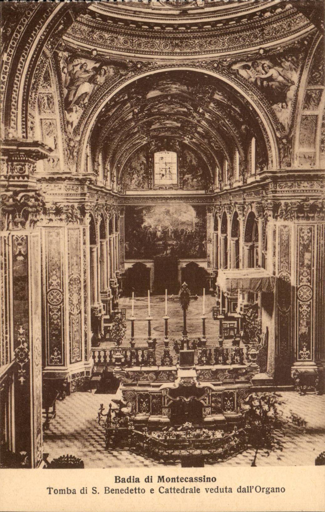 Italy Italia Badia di Montecassino CPA Fell di S Benedetto E cattedrale veduta dall organo