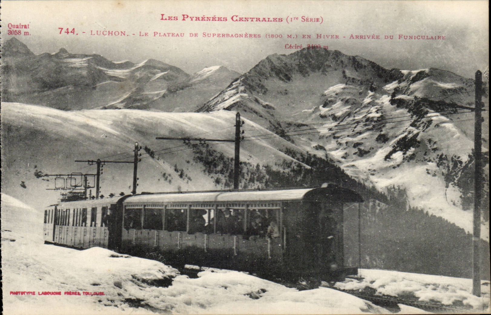 CPA Luchon the plate of Superbagneres Arrival of the funicular Train