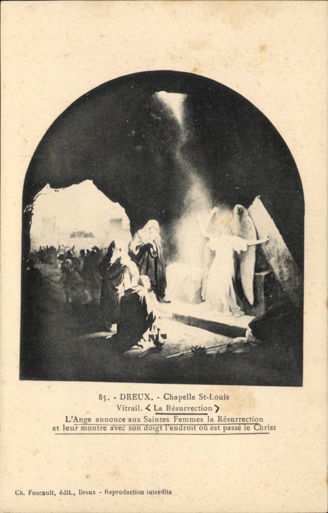 Dreux CPA Chapelle Saint Louis Stained glass resurrection the angel announces to the holy women resurrection