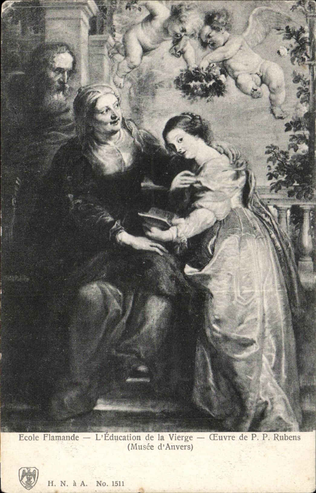 CPA Ecole flamande L'education de la vierge Oeuvre de Rubes Musee d'Anvers