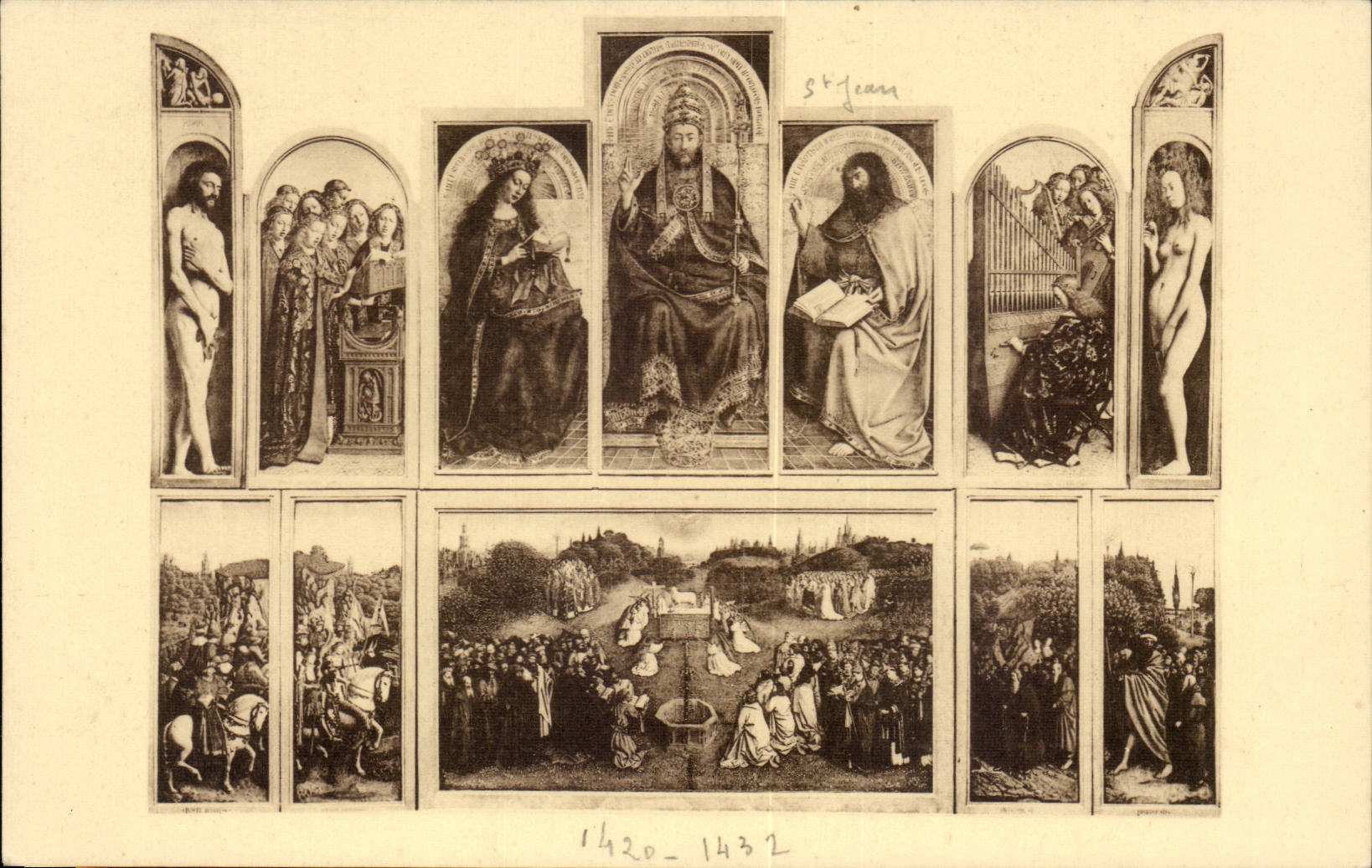 CPA Gand Eglise St Bavon Tableau Le triomphe de l'agneau par Hubert et Jean Van Eyck