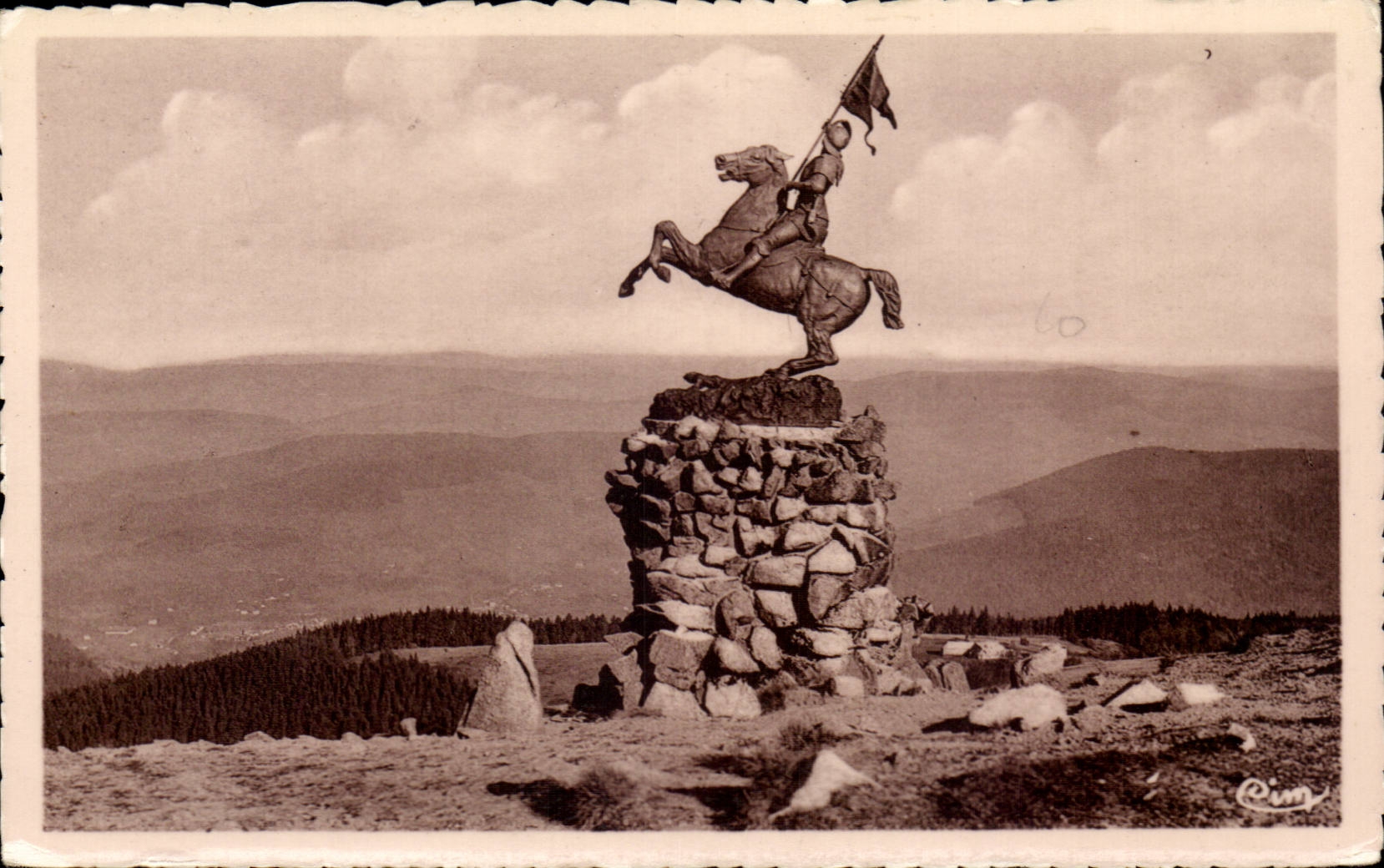 CPA Ballon der Elsass-Statue von Jeanne des Bogens und des Tales der Mosel