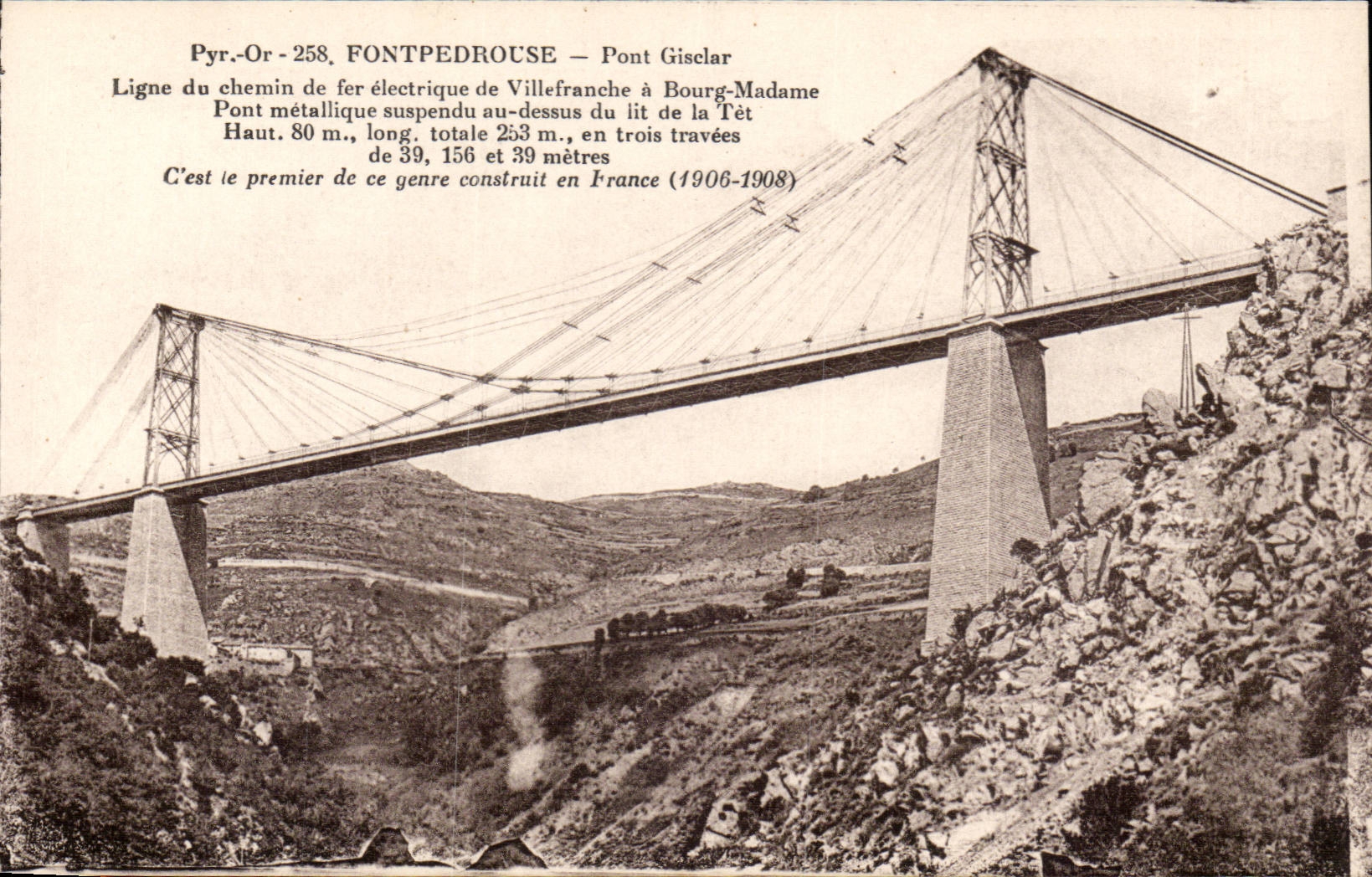 CPA Fontpedrouse Gisclar Bridge