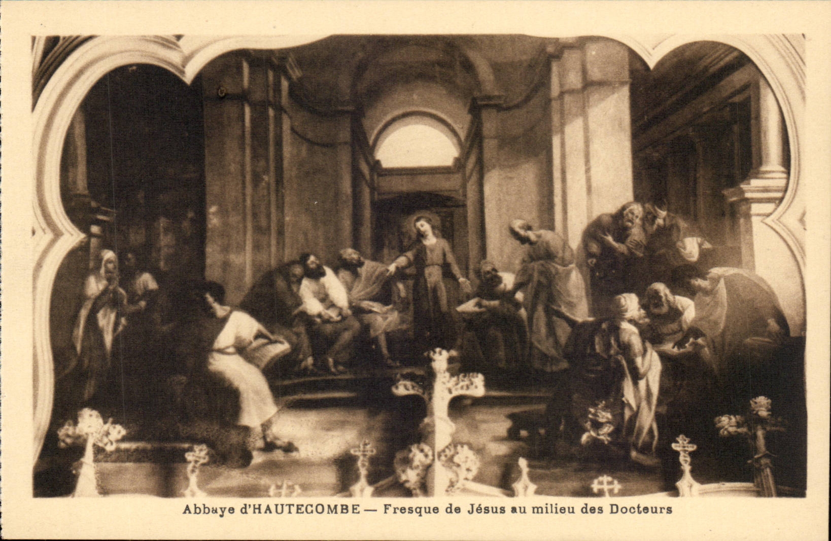 Aix les Bains - Abbey of Hautecombe - Fresco of Jesus in the middle of the Doctors - CPA
