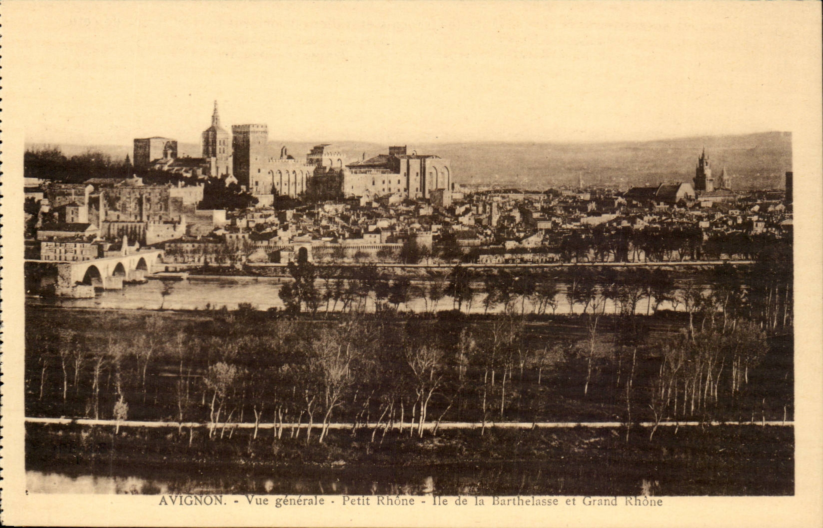 Avignon - die kleine Rhône ansehen - Insel von Barthelasse und grossartiges die Rhône CPA