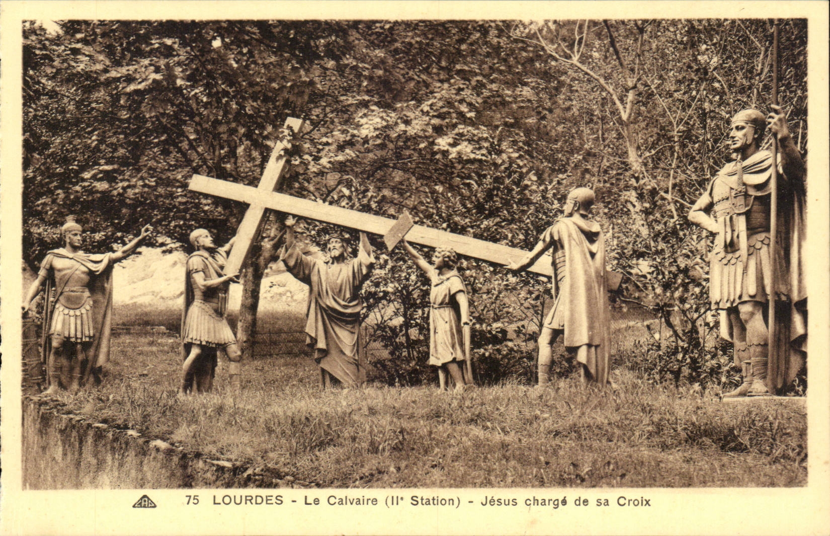 Lourdes - the Martyrdom - II Station - Jesus charges with his cross - CPA
