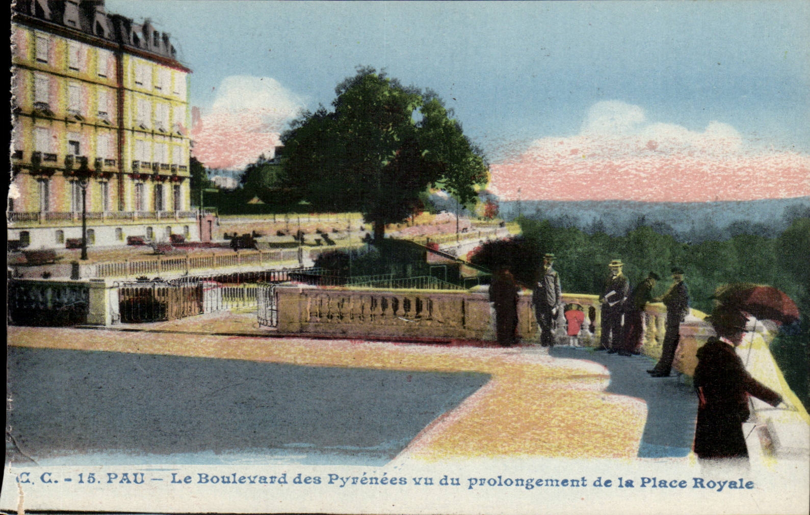 Pau - the Boulevard of Pyrenean seen prologement of the Royal Place - CPA
