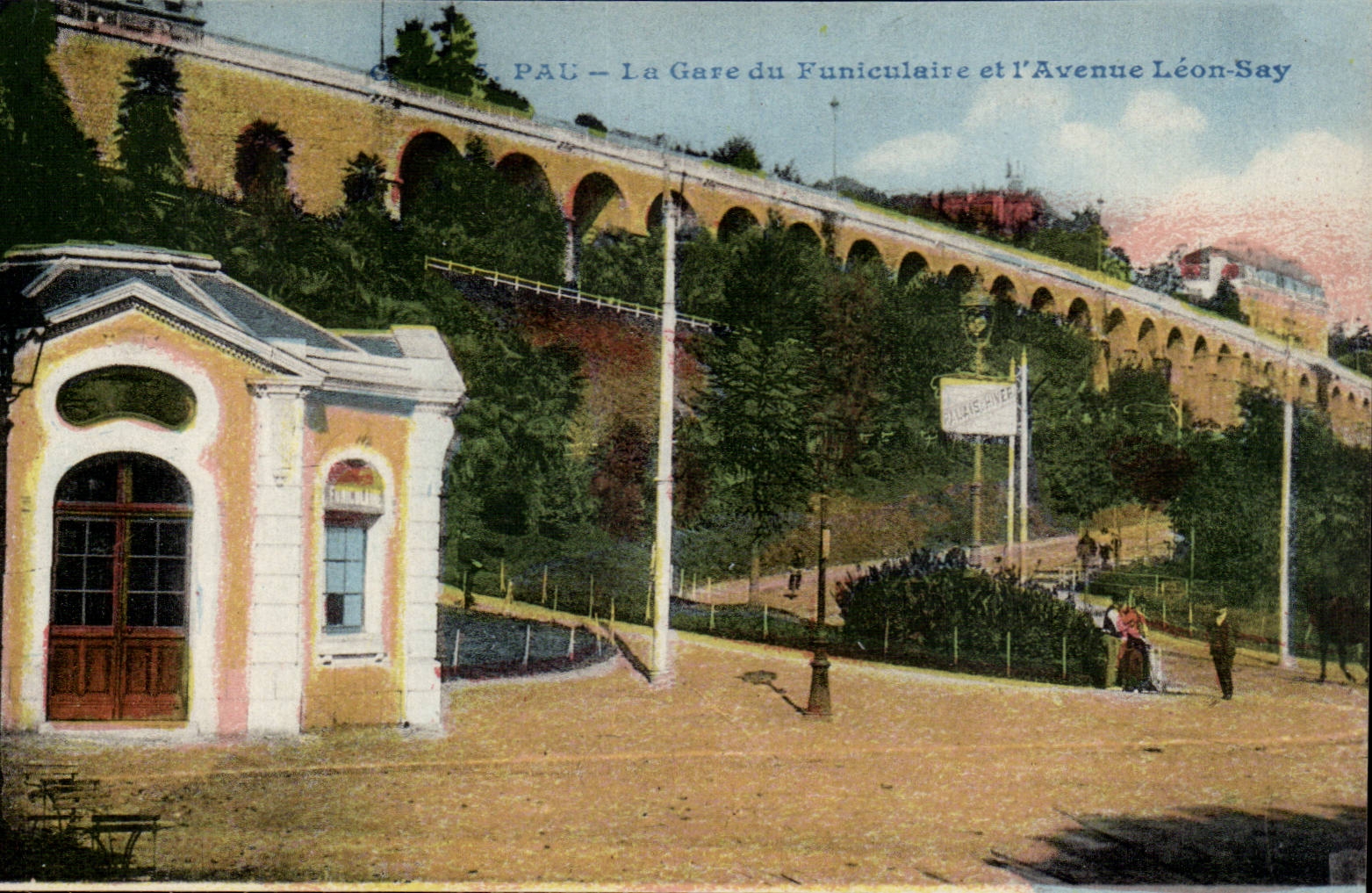 Pau - Train station of the Funicular and the Avenue Leon Say - CPA