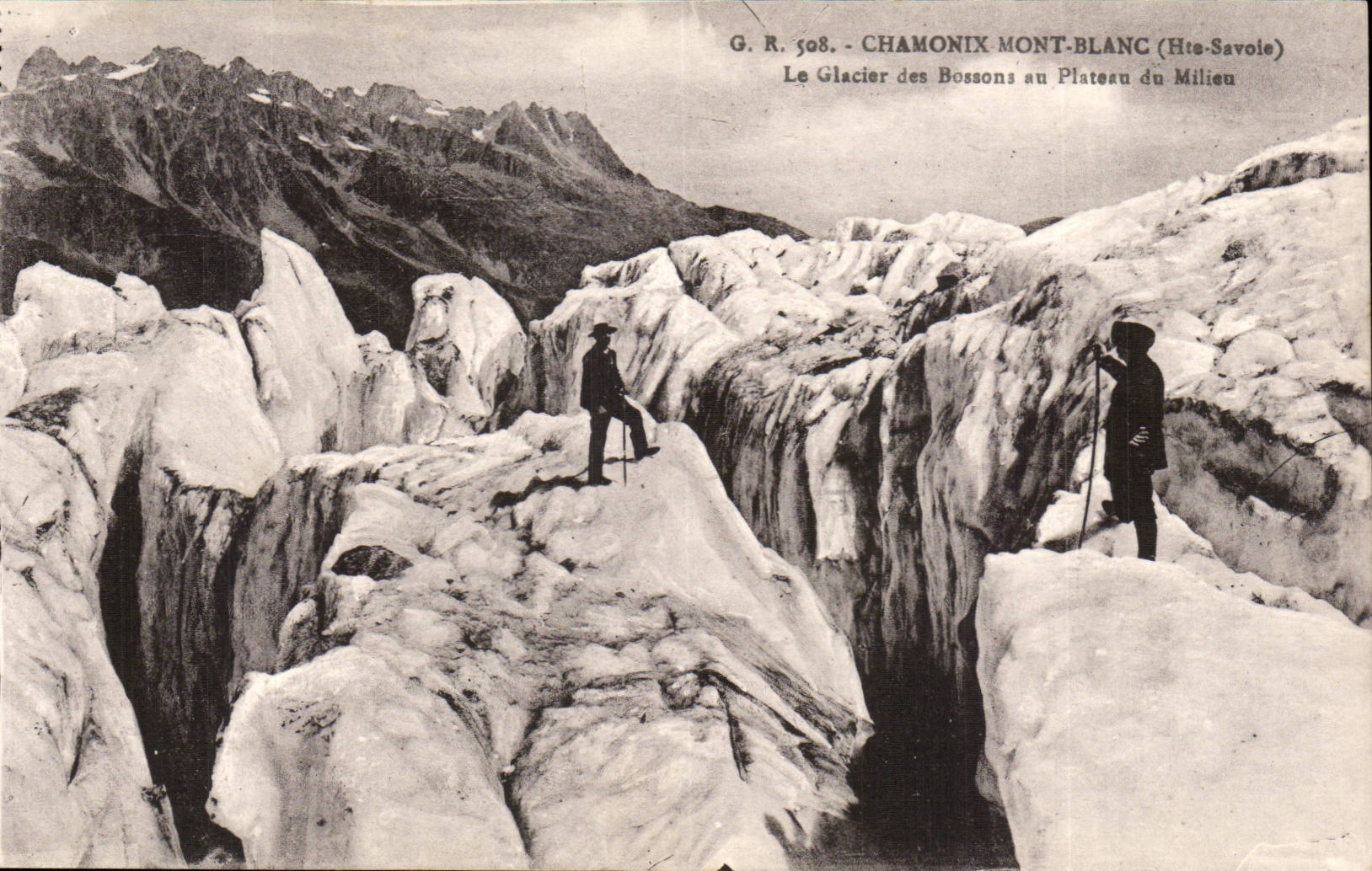 CPA Chamonix Mont Blanc Le glacier des Bossons au plateau des Mines