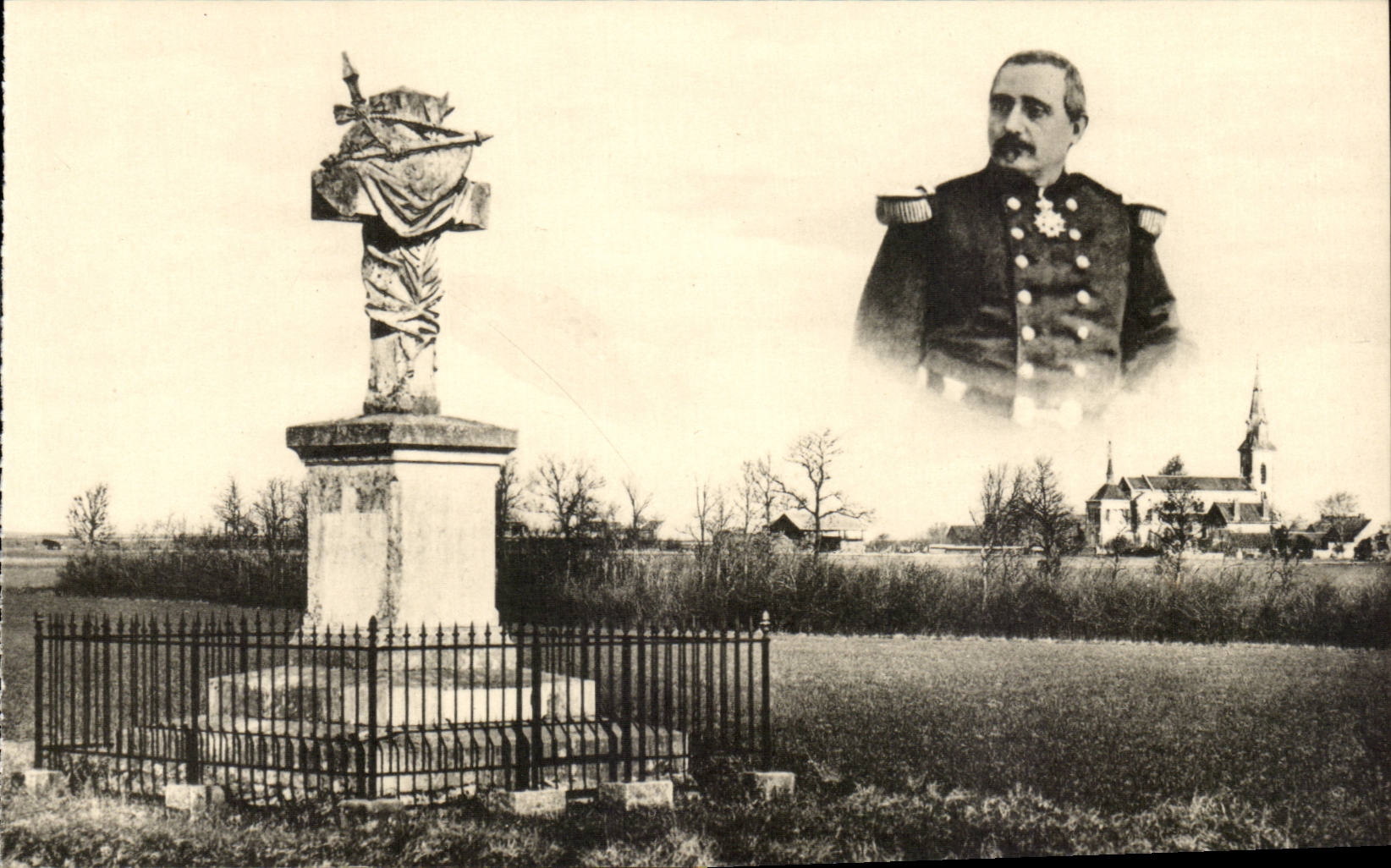 Denkmal des Loigny Kampf-CPA hob am Platz an oder das allgemeine von Sonis fiel ernsthaft Wunden am 2 Dezember 1870