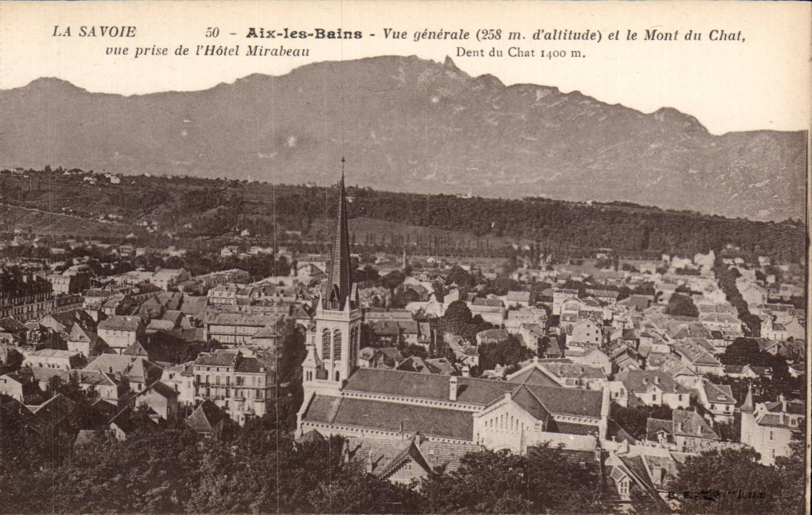Aix les Bains - View and the Mount of the Cat - CPA