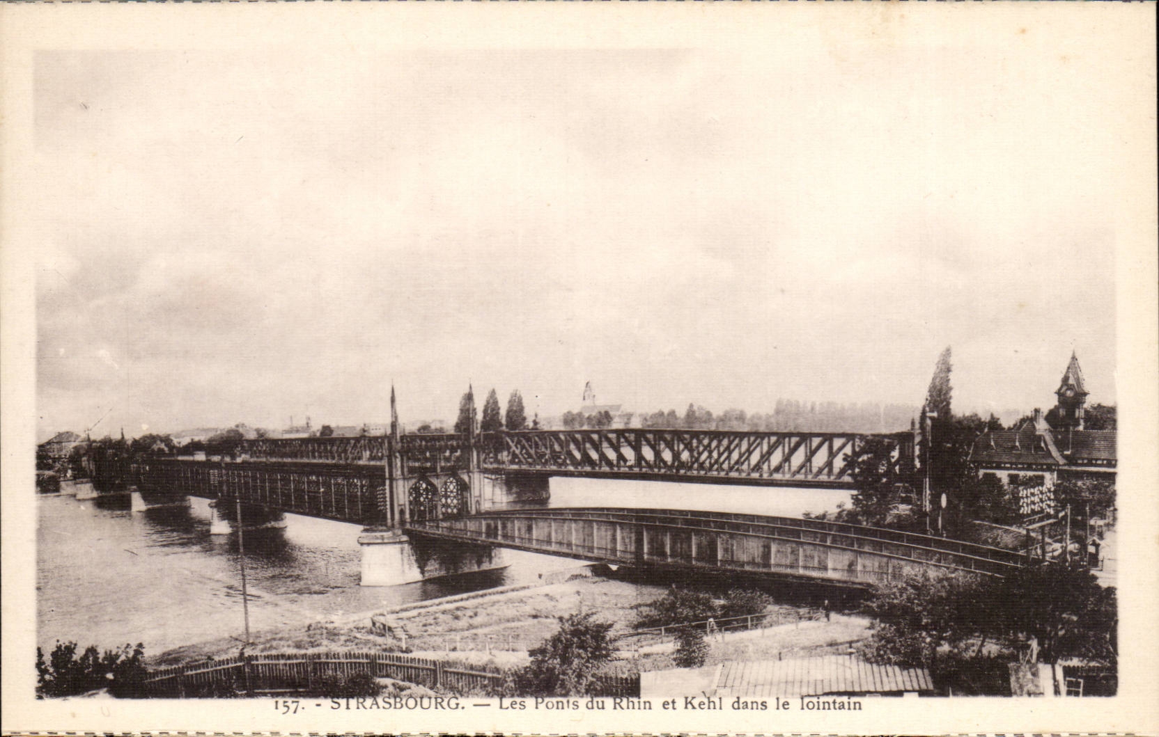 Strasbourg CPA bridges of the Rhine and Kehl in the distance