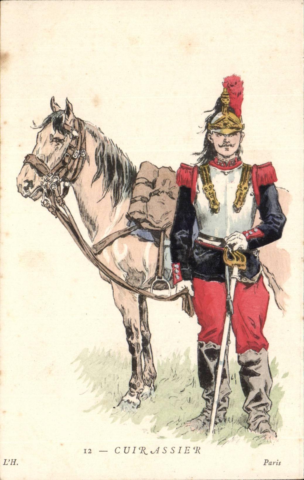 UniformCPA Illustrateur Cuirassier hat Pferd (militaria)