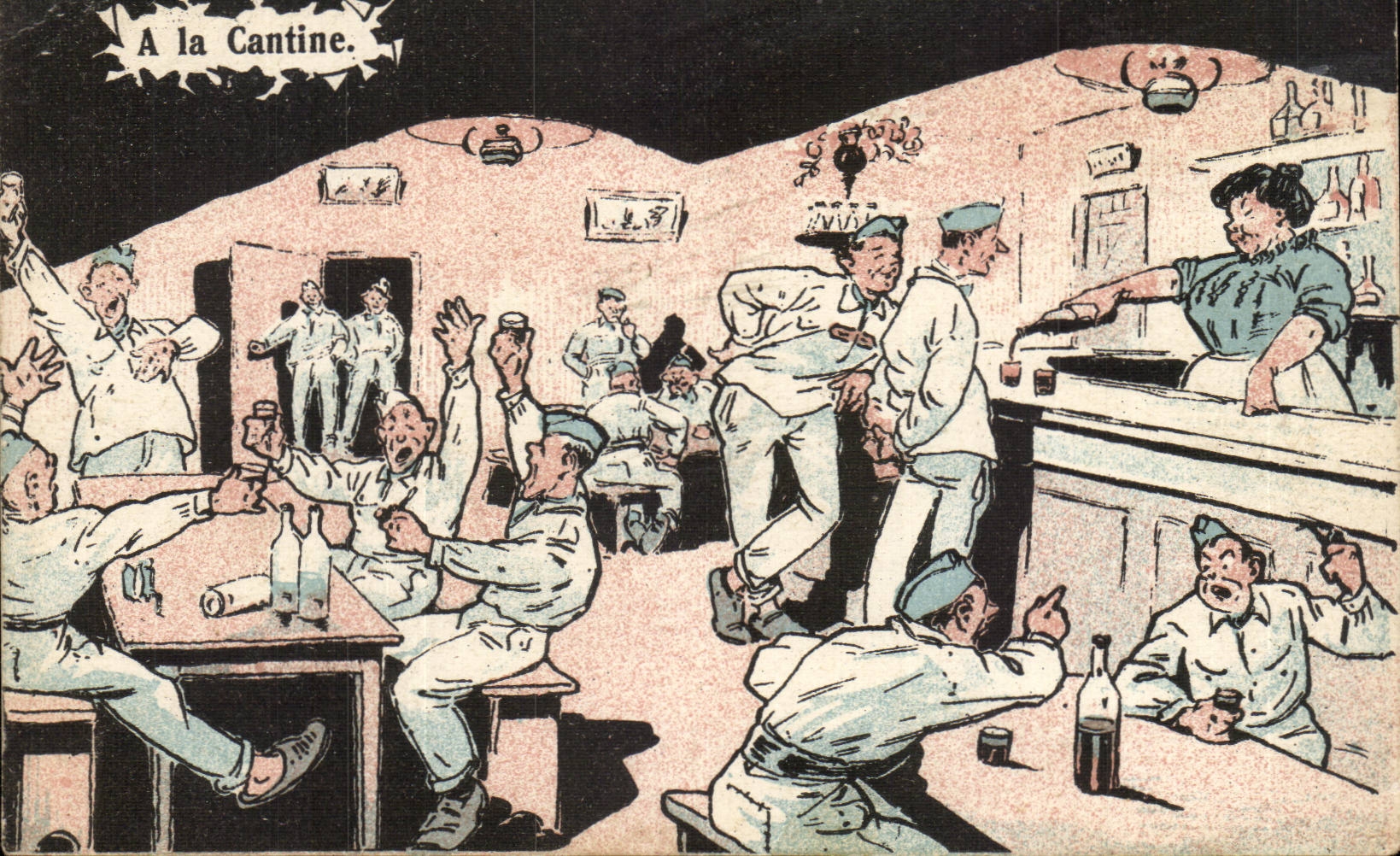 CPA Illustrator With the canteen (militaria)