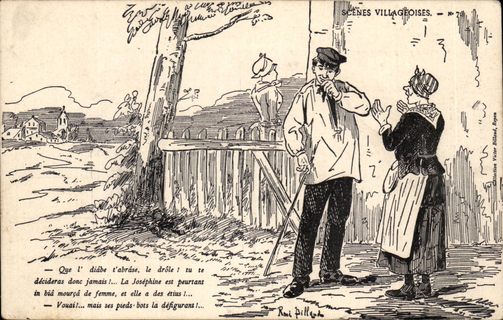 CPA Illustrateur Humour Scenes villageoises