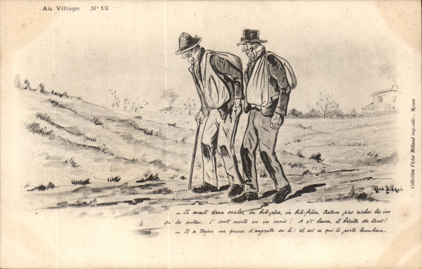 CPA Illustrateur Au village Paysans Folklore