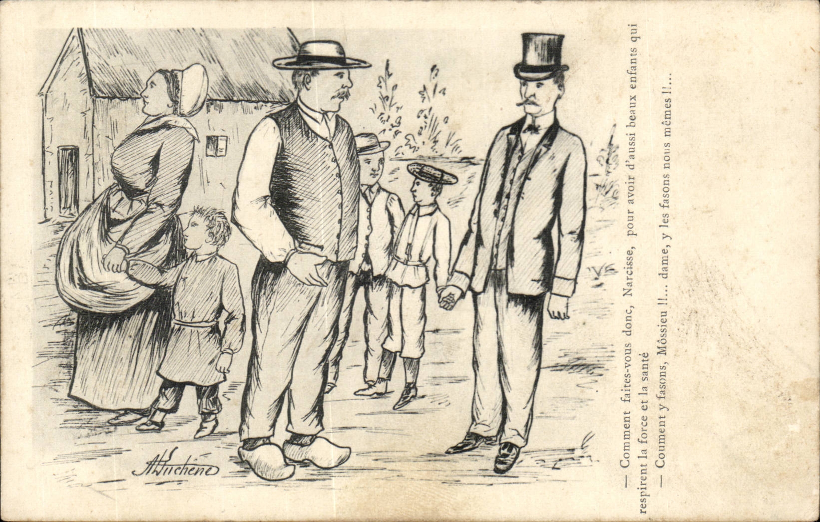 CPA Illustrateur Comment faites vous Narcisse Paysans Folklore