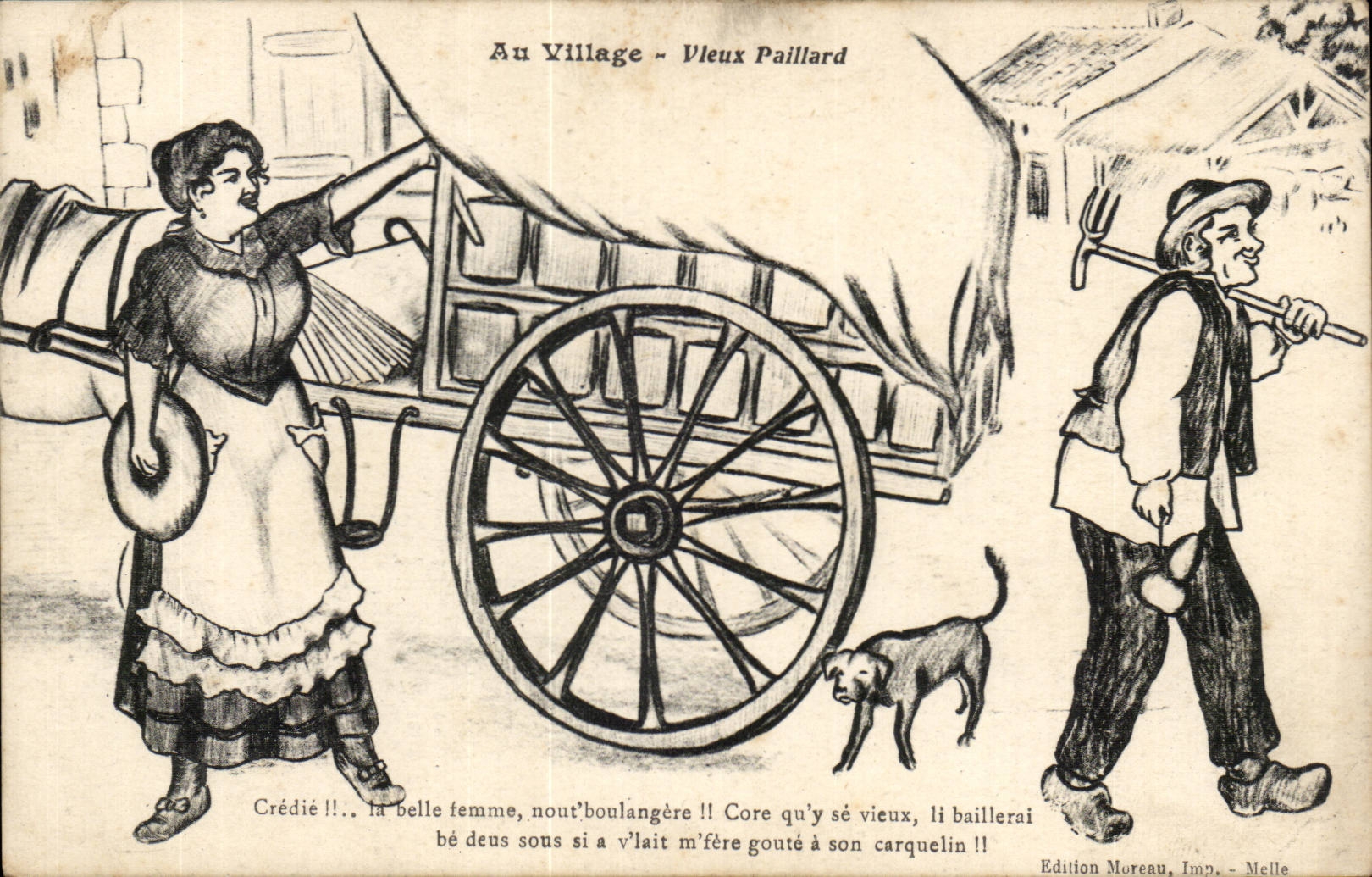 CPA Illustrateur Au village Vieux paillard Boulangere