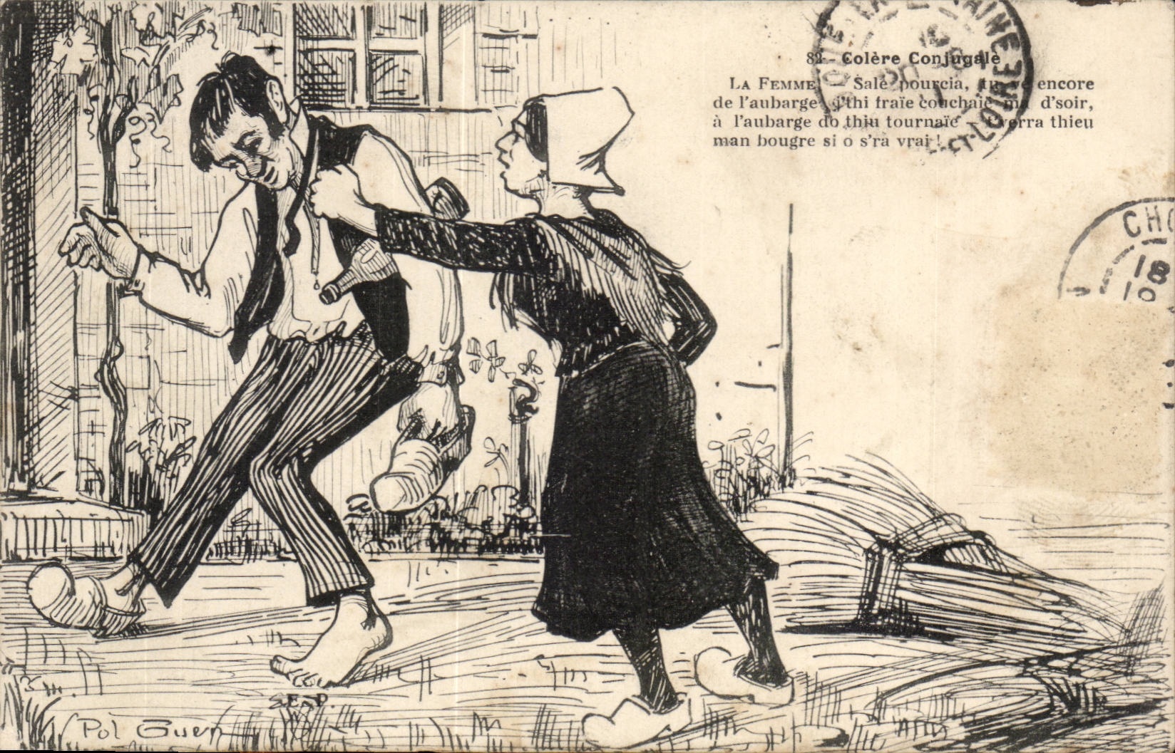 CPA Illustrateur Colere conjugale 