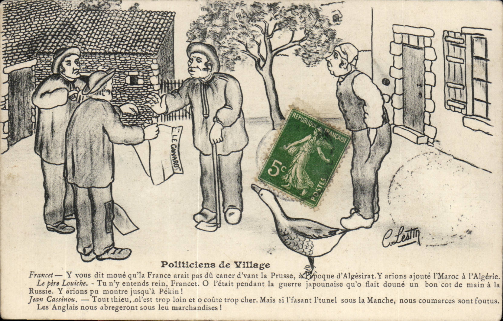 CPA Illustrateur Politiciens de village Lestin