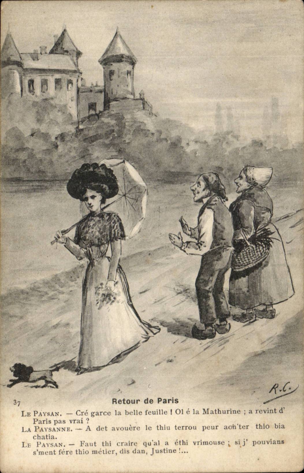 CPA Illustrateur Retour de Paris 