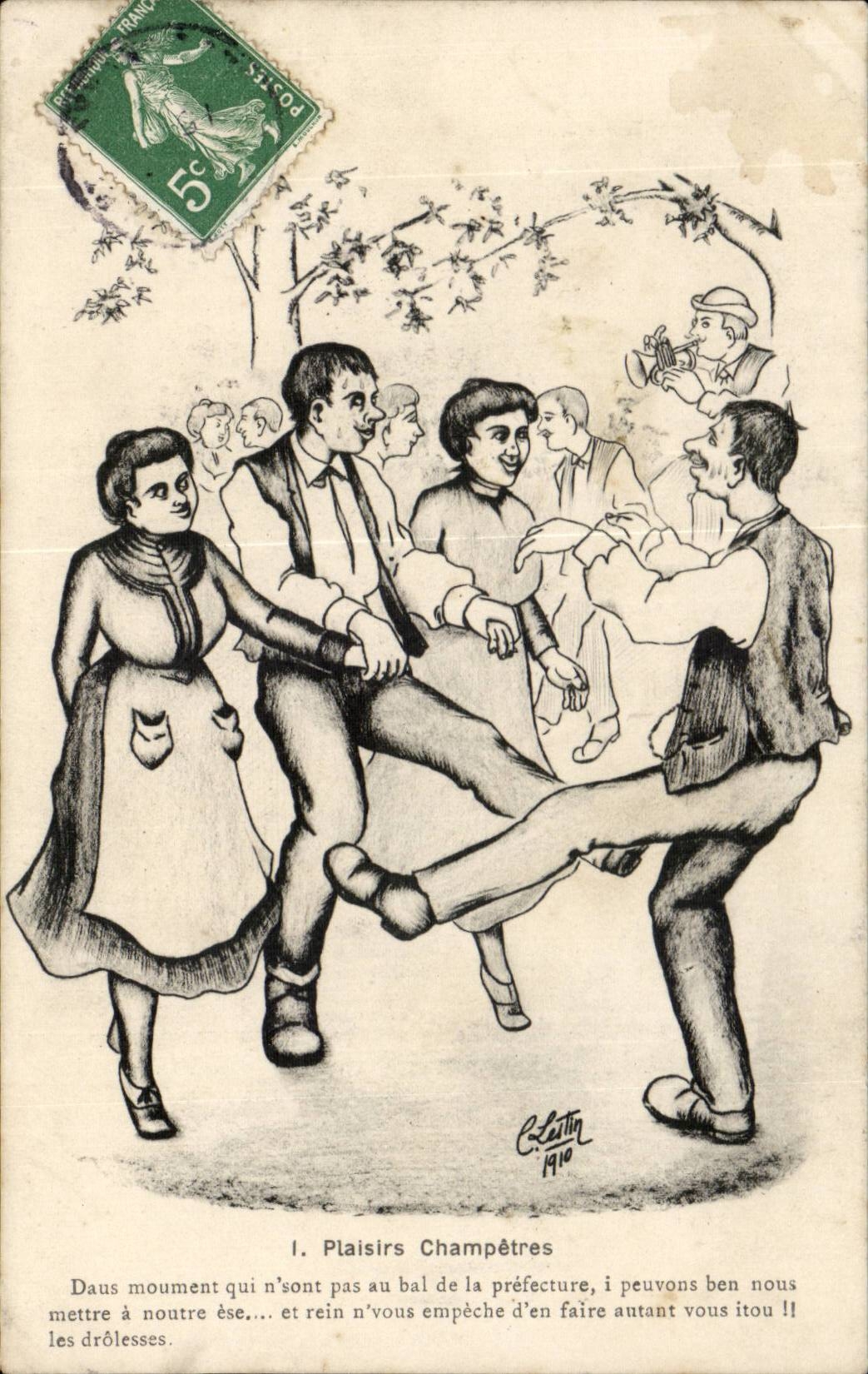 CPA Illustrateur Plaisirs champetres folklore Lestin