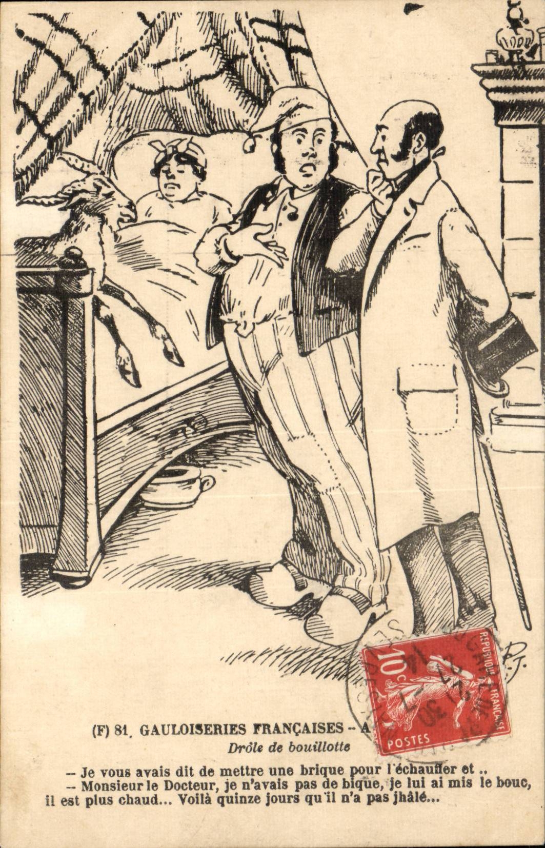 Illustrateurs - Gauloiseries Francaises - Drole de bouillotte goat Chevre - CPA