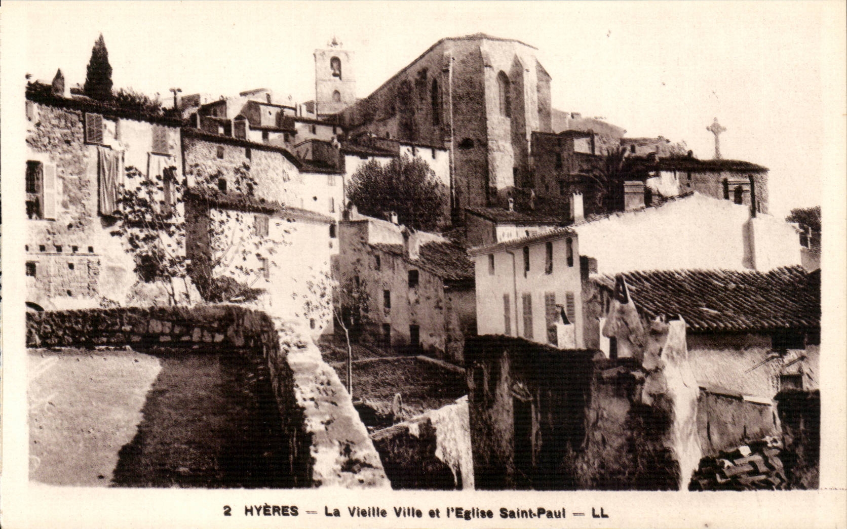 Hyeres Palmen - die alte Stadt und die Kirche Saint Paul CPA