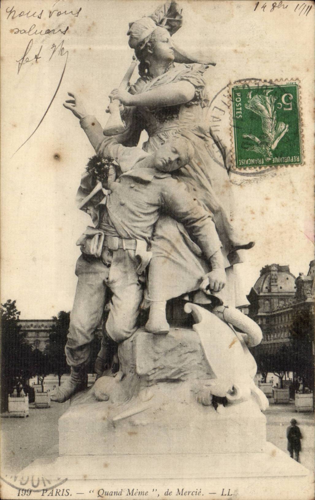 Paris 1 - Statue - Quand Meme de Mercie CPA