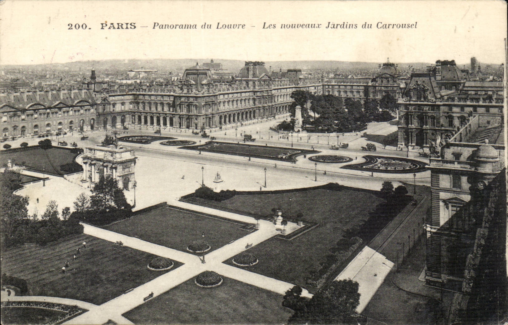 Paris - 1 - Panorama du Louvre - Nouveaux Jardins du Carrousel CPA 
