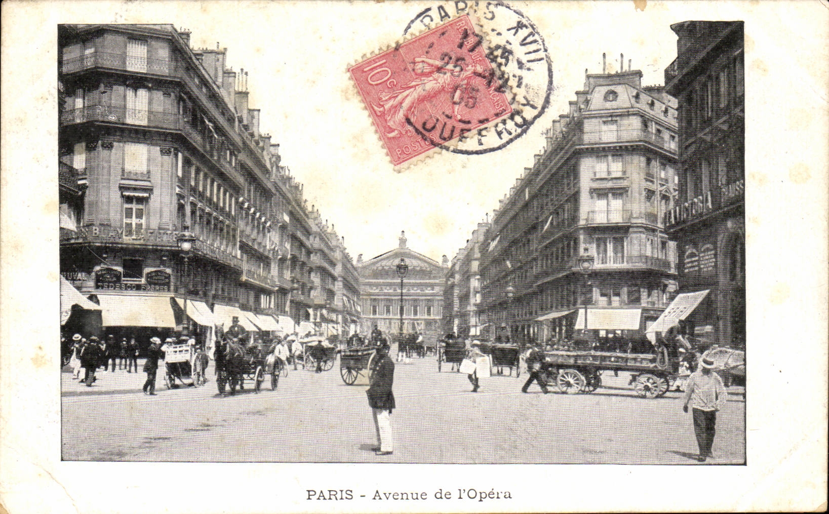 Paris - 8 - Avenue of the Opera - bus - the police force - CPA